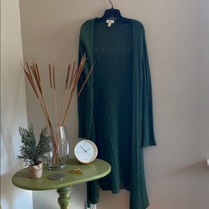 Loft long green duster sweater
